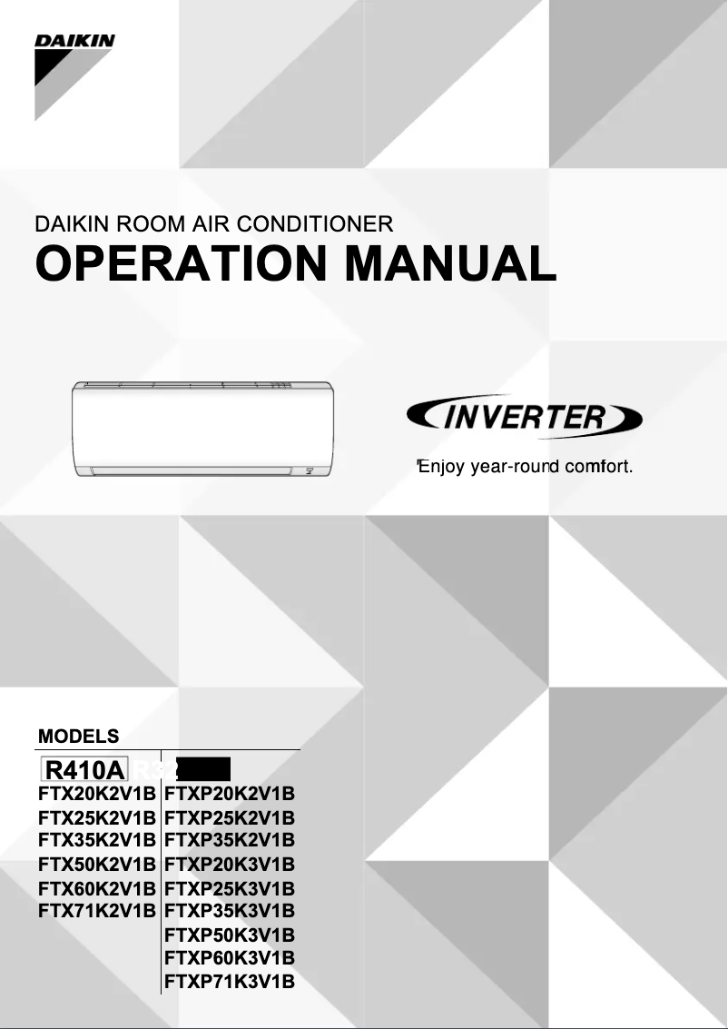 Image de la première page du manuel de l'appareil FTXP20K2V1B