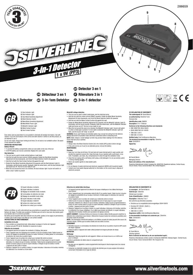 Page n°1 - Manuel utilisateur Silverline 288659