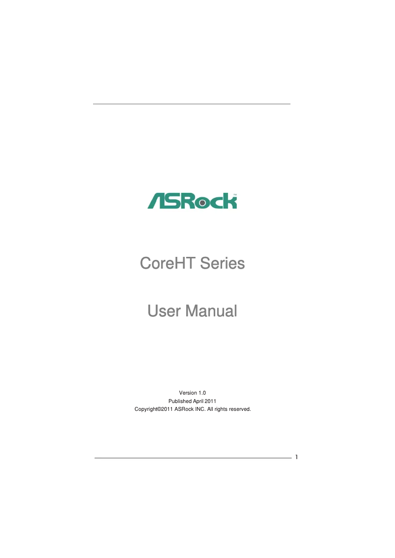 Image de la première page du manuel de l'appareil Core 100HT