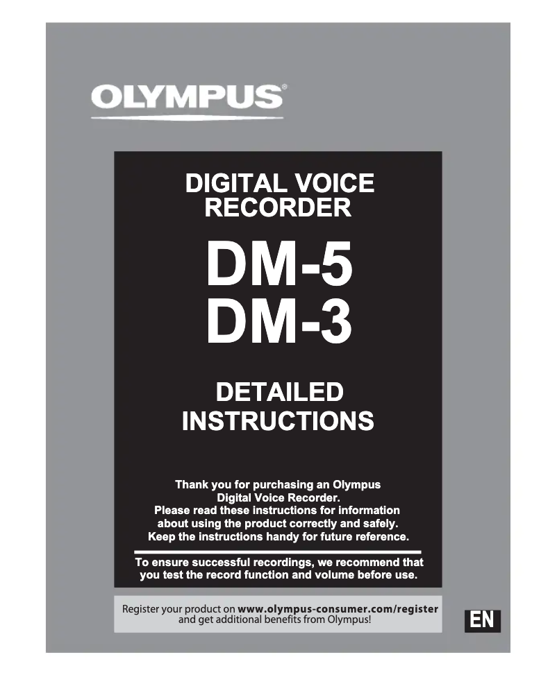 Page 1 de la notice Manuel utilisateur Olympus DM-5