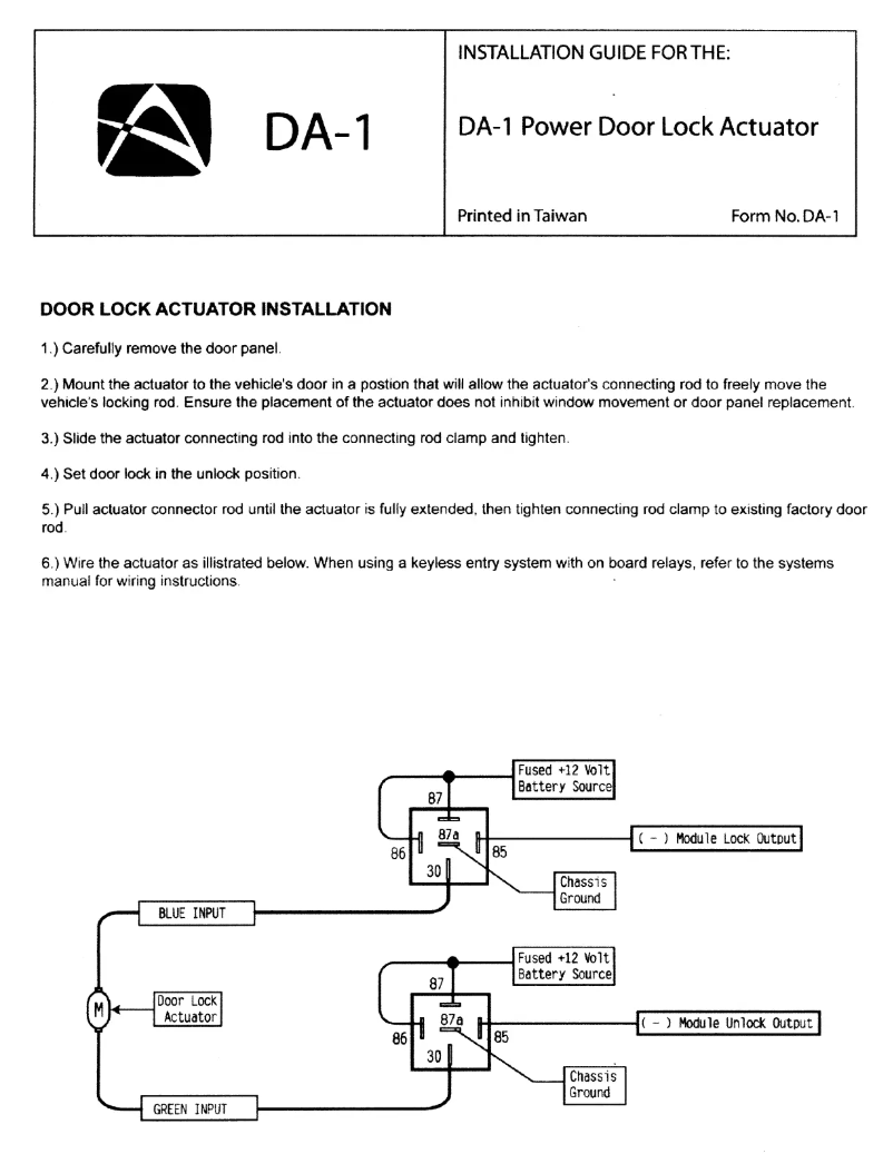 Image de la première page du manuel de l'appareil DA1