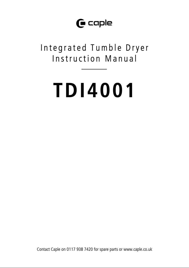 Page n°1 - Manuel utilisateur Caple TDI4001