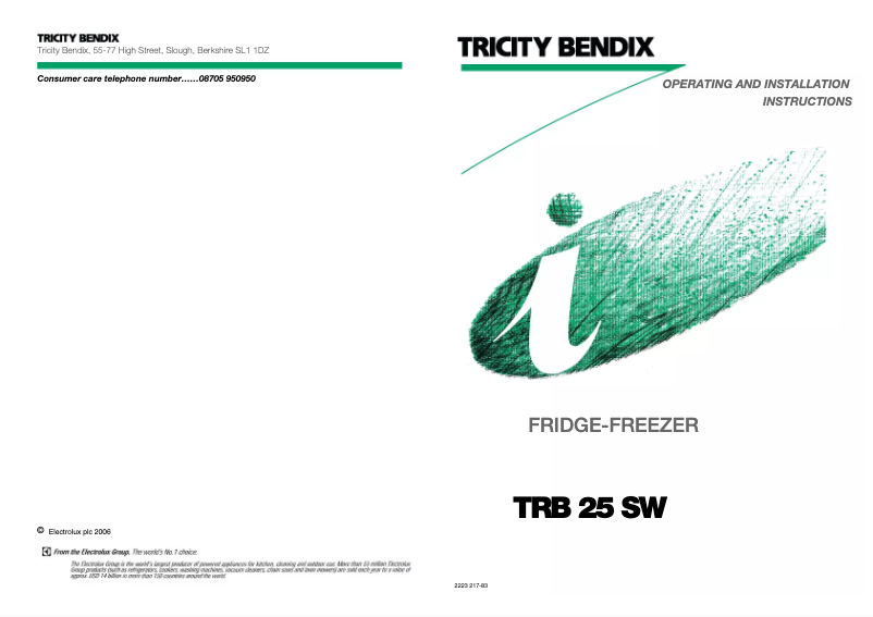 Page n°1 - Manuel utilisateur Tricity Bendix TRB25SW