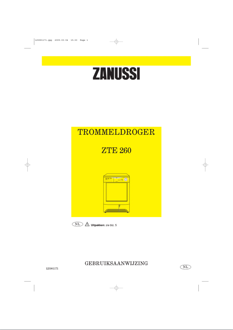Page n°1 - Manuel utilisateur Zanussi ZTE 260