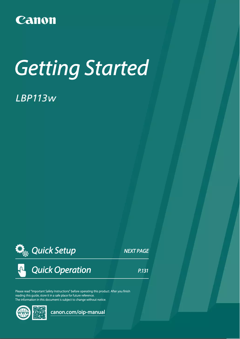 Page 1 de la notice Manuel utilisateur Canon i-SENSYS LBP113w