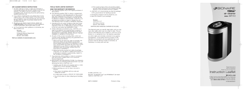 Page n°1 - Manuel utilisateur Jarden BAP1412-U