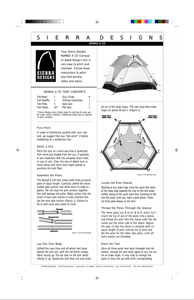 Page 1 de la notice Manuel utilisateur Sierra Designs Nomad 4 CD