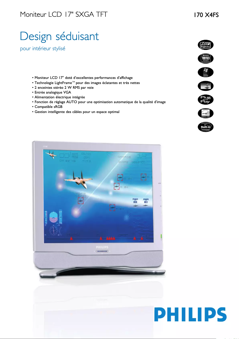 Page 1 de la notice Fiche technique Philips 170X4FS