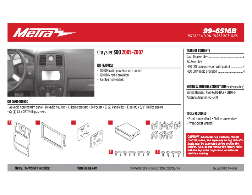 Page n°1 - Mode d'emploi Metra 99-6516B