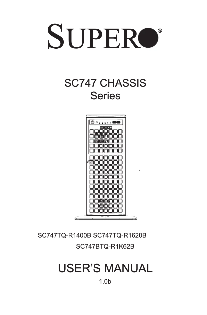 Page 1 de la notice Manuel utilisateur Supermicro SuperChassis 747TQ-R1400B