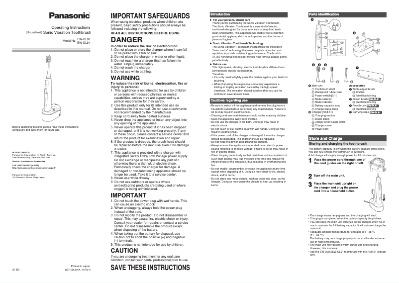 Page 1 de la notice Manuel utilisateur Panasonic EW-DL91-W