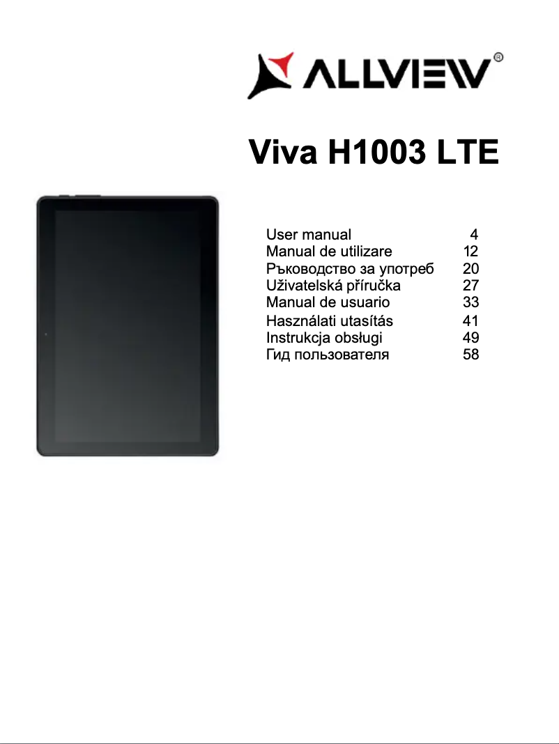 Page 1 de la notice Manuel utilisateur Allview Viva H1003 LTE