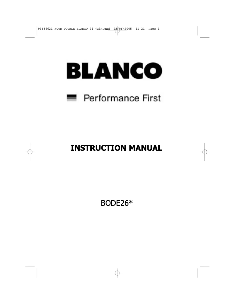 Page n°1 - Manuel utilisateur BLANCO BODE26XIML