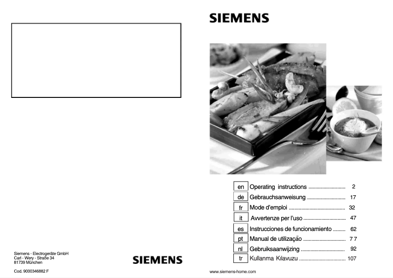 Page n°1 - Manuel utilisateur Siemens ER926SB90E