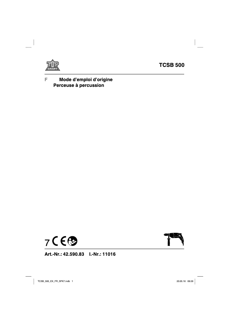 Page n°1 - Manuel utilisateur Topcraft TCSB 500