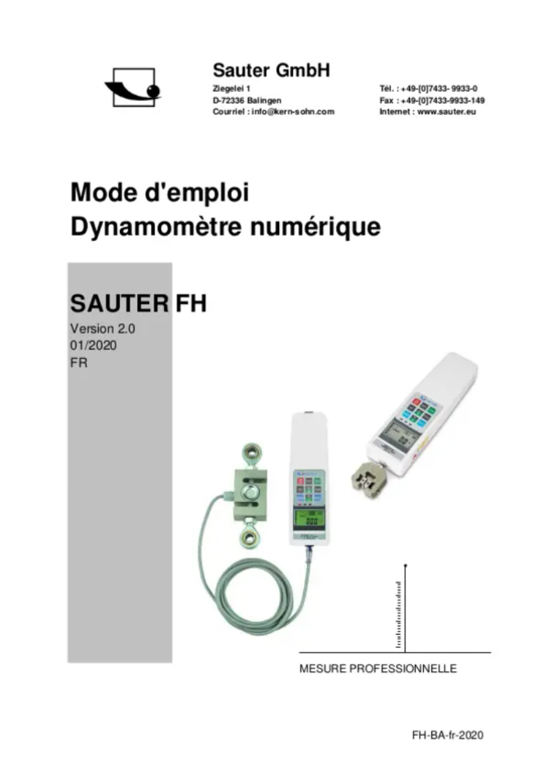 Page n°1 - Manuel utilisateur Kern FH 5