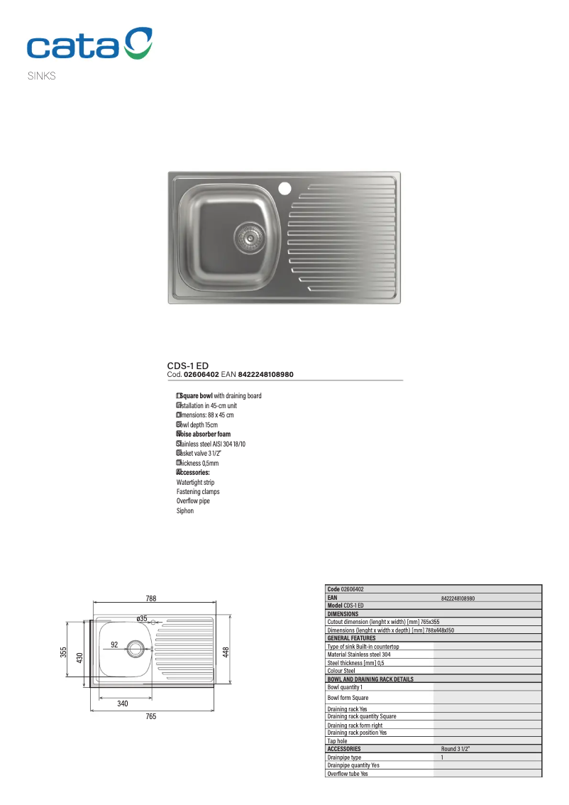 Page 1 de la notice Manuel utilisateur CATA CDS-1