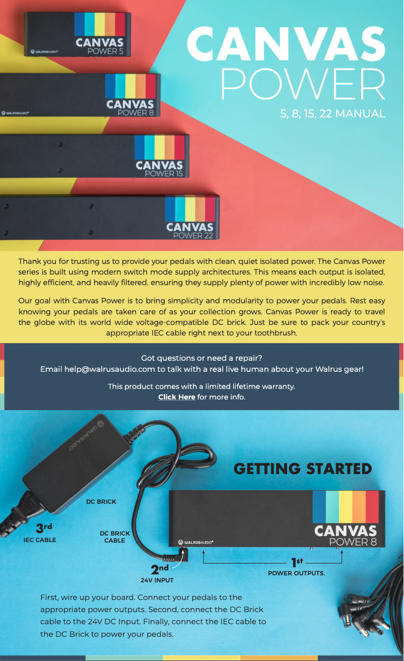 Image de la première page du manuel de l'appareil Canvas Power 8