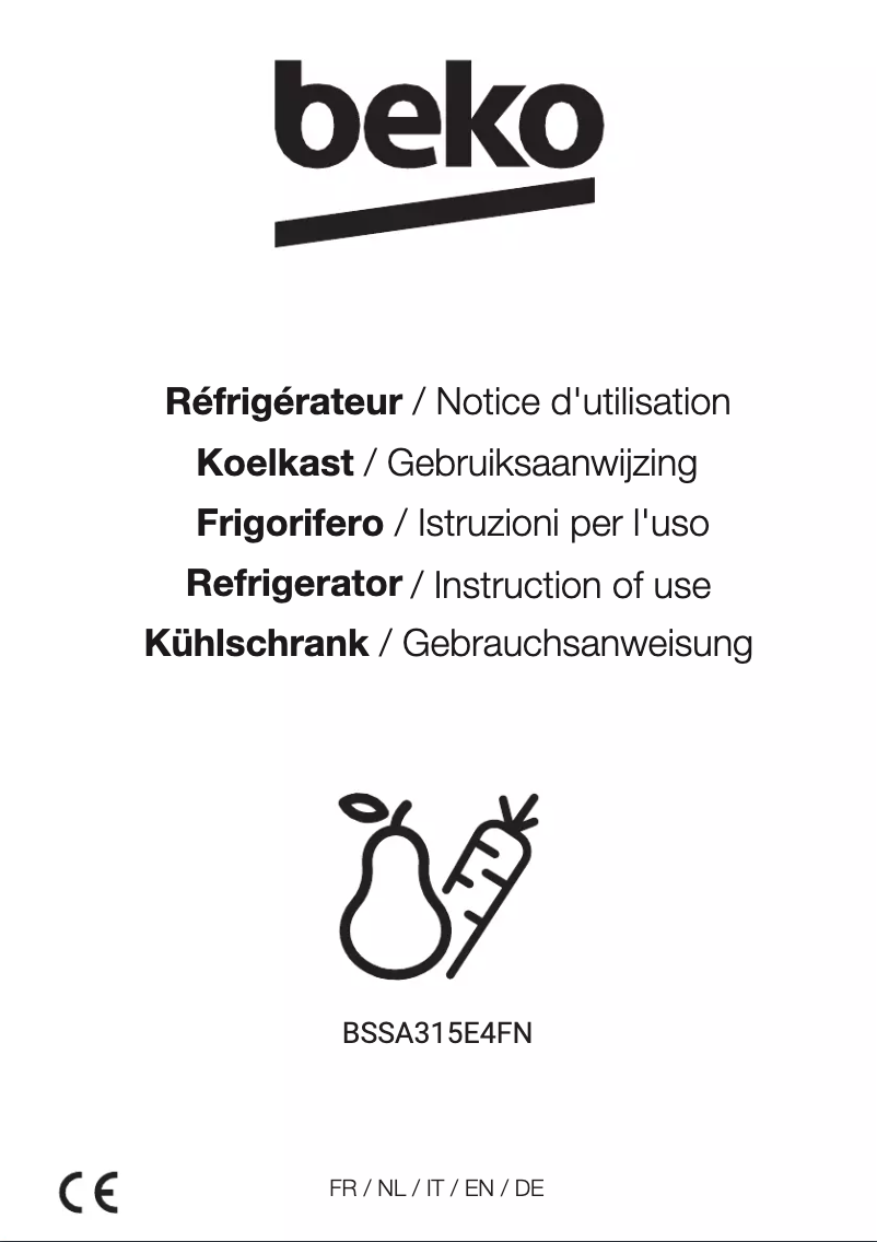 Page 1 de la notice Manuel utilisateur Beko BSSA315E4FN
