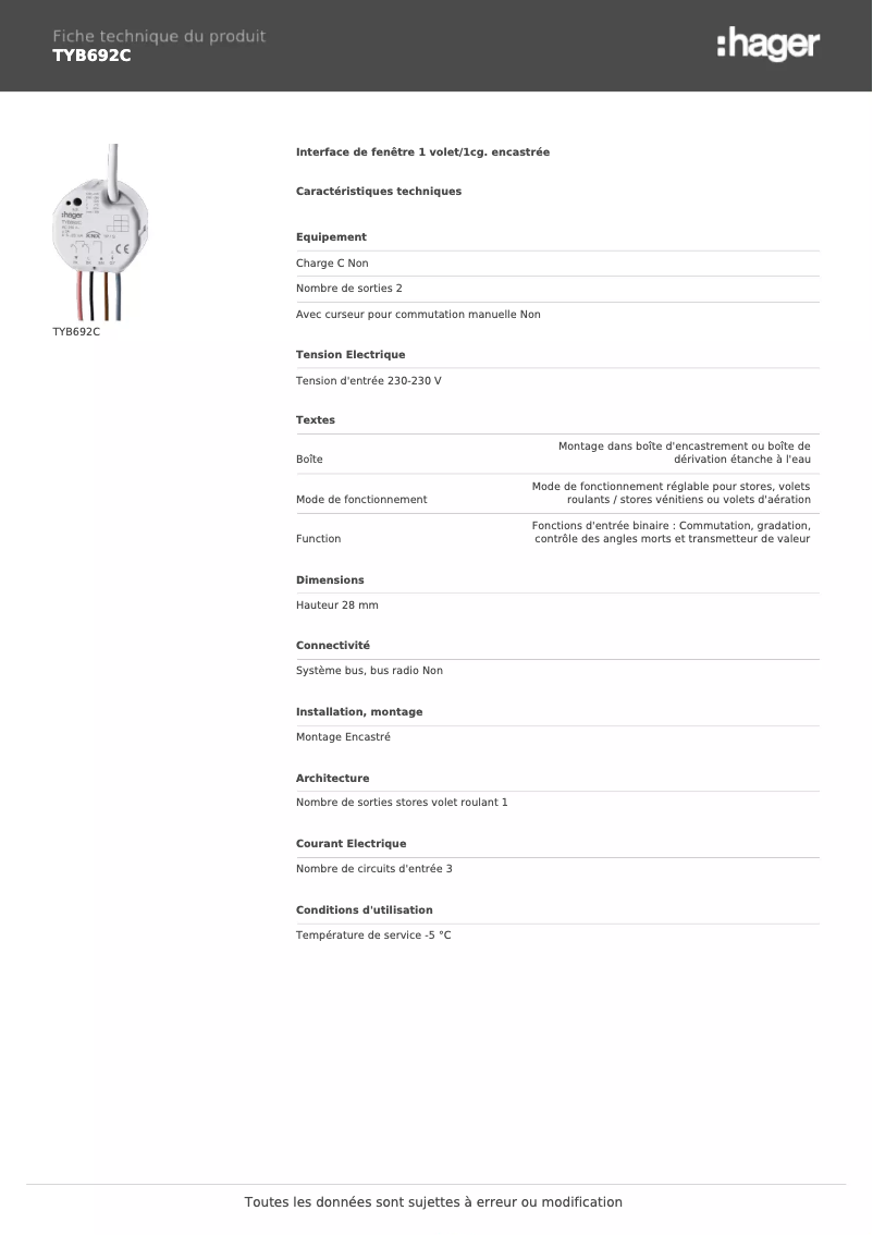 Image de la première page du manuel de l'appareil TYB692C