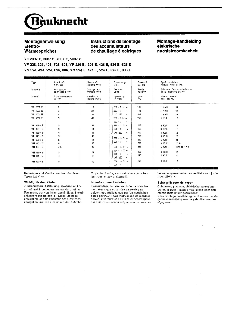 Page n°1 - Manuel utilisateur Bauknecht VF 626 E