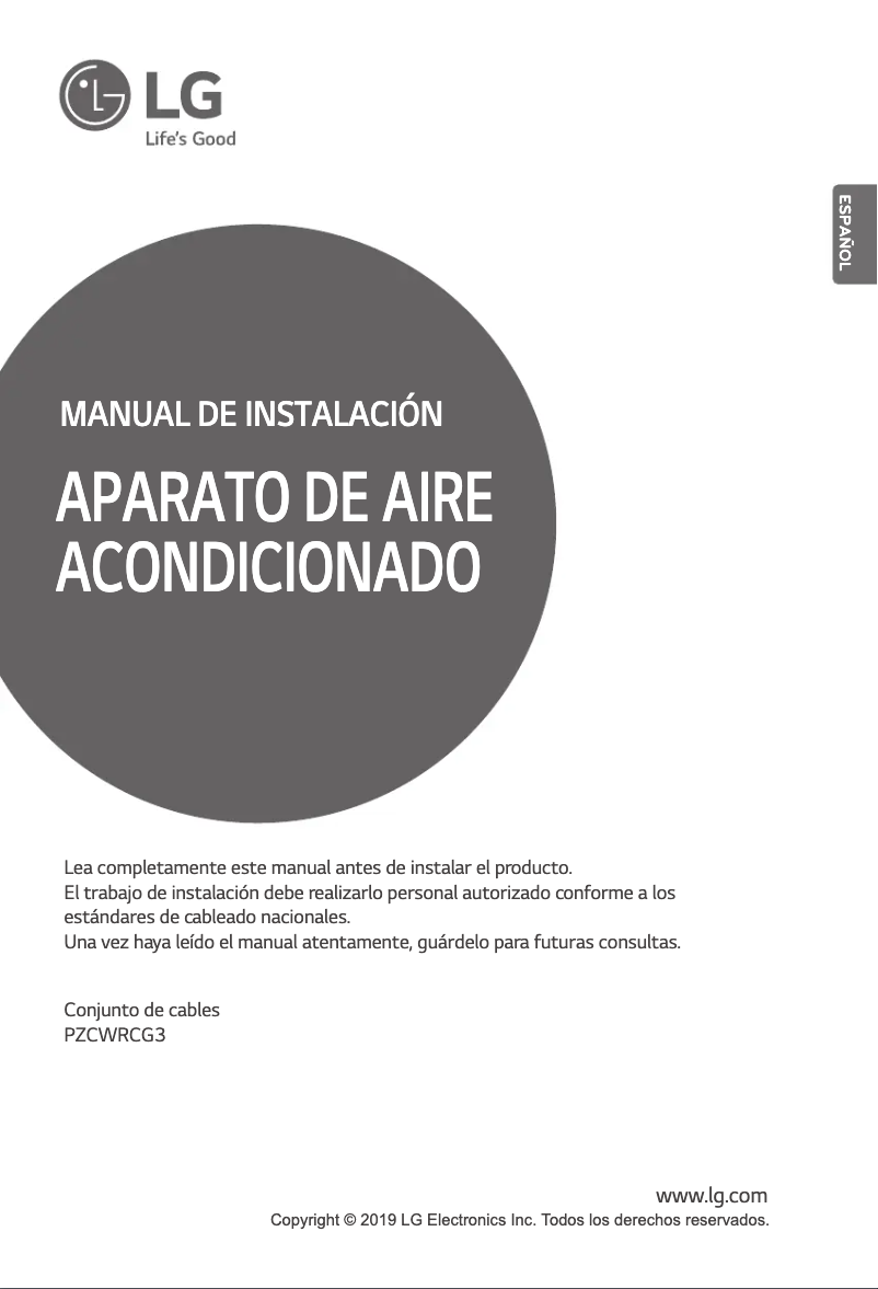 Image de la première page du manuel de l'appareil PZCWRCG3