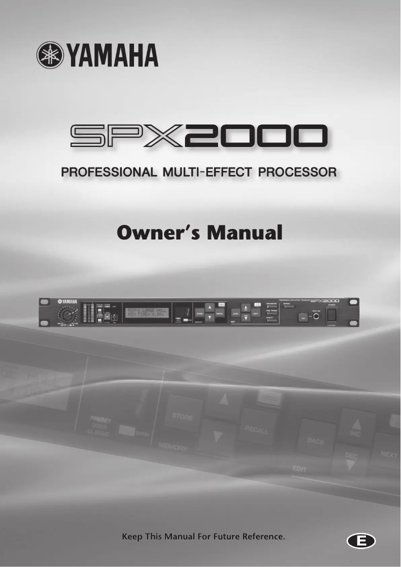 Page n°1 - Manuel utilisateur Yamaha SPX2000