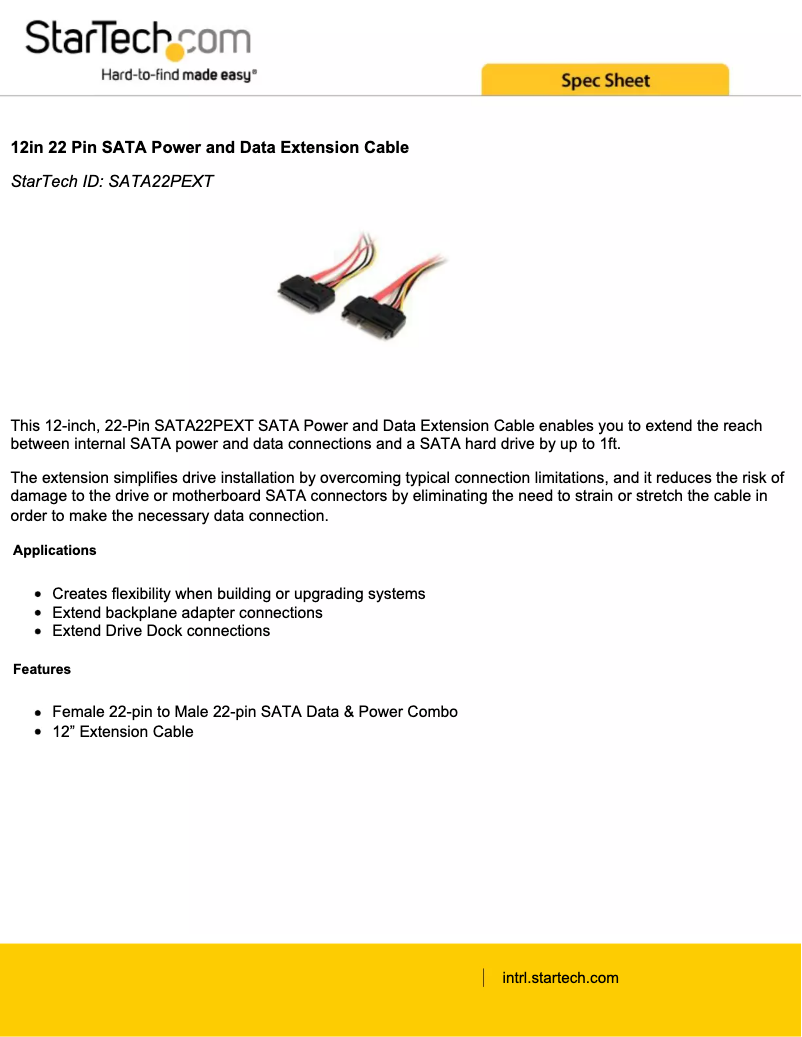 Page n°1 - Manuel utilisateur StarTech.com SATA22PEXT