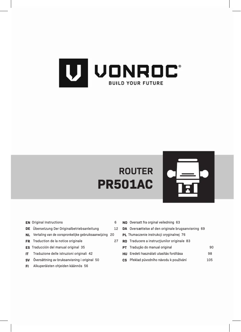 Page n°1 - Manuel utilisateur Vonroc PR501AC