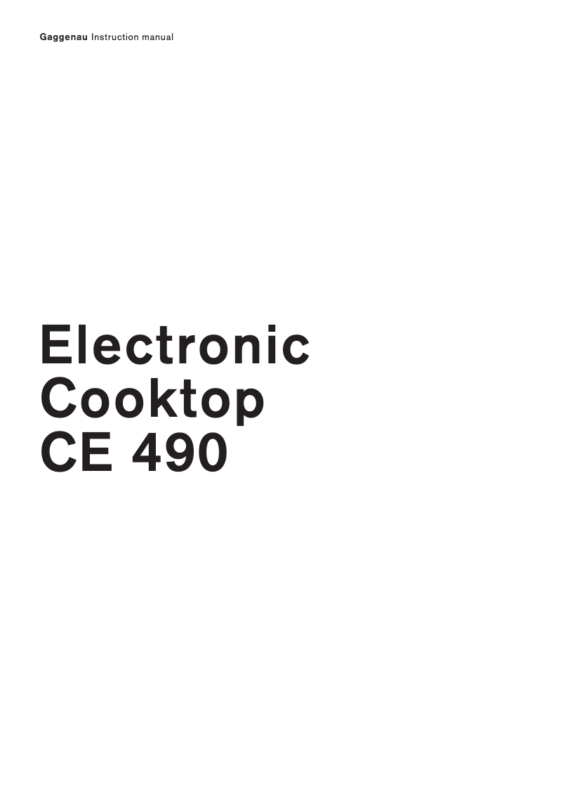 Page 1 de la notice Manuel utilisateur Gaggenau CE 490 112