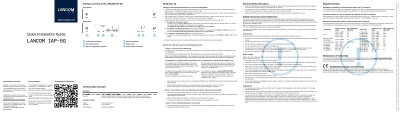 Page n°1 - Guide d'installation Lancom IAP-5G