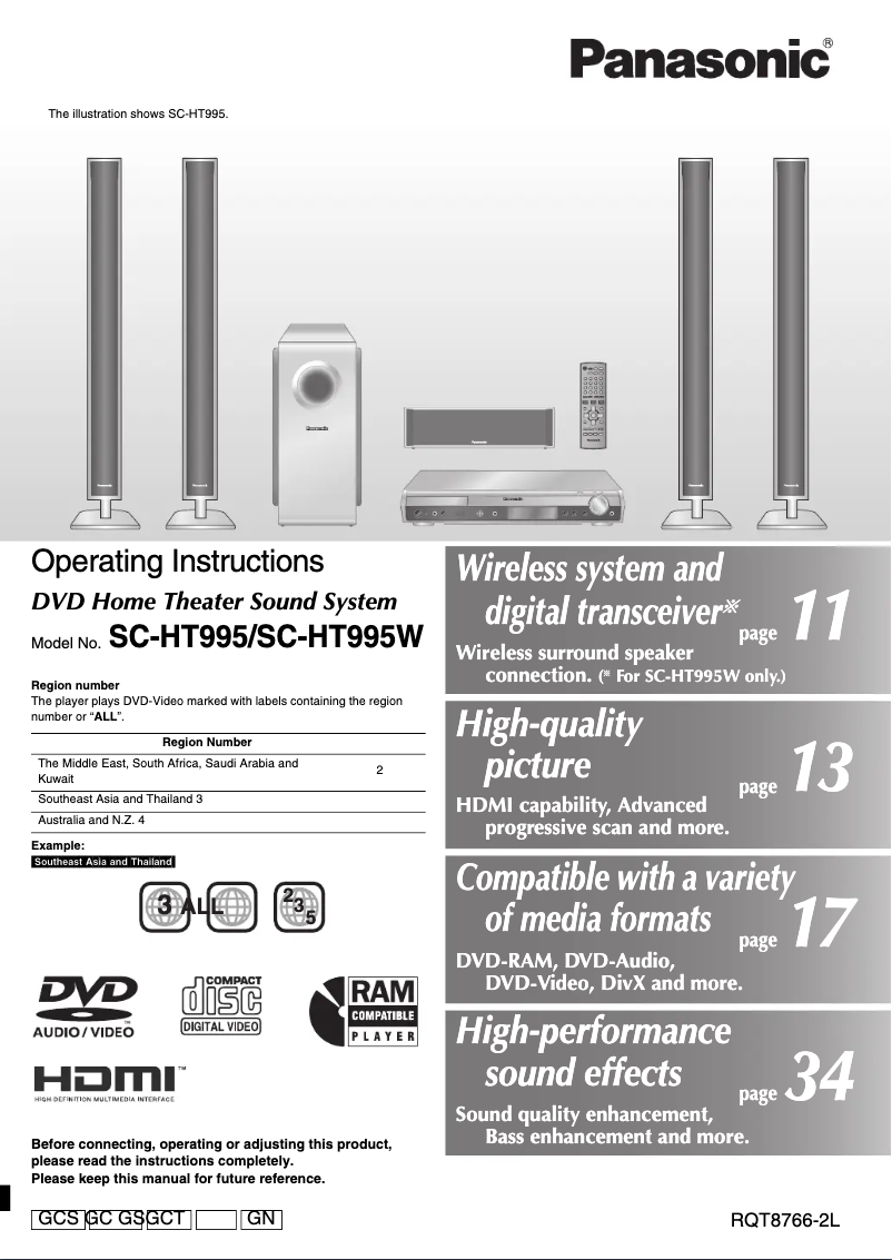 Page 1 de la notice Manuel utilisateur Panasonic SC-HT995W