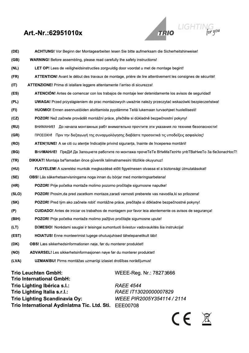 Image de la première page du manuel de l'appareil Compo 629510101