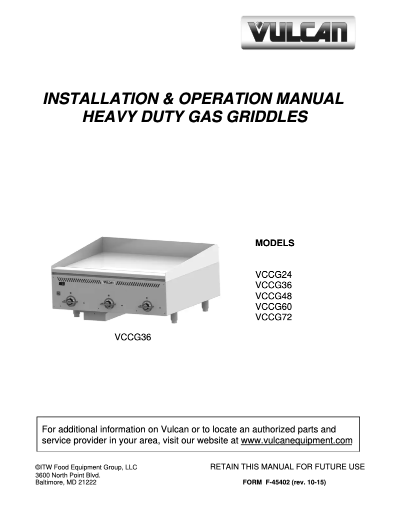 Page 1 de la notice Manuel utilisateur Vulcan VTEC60
