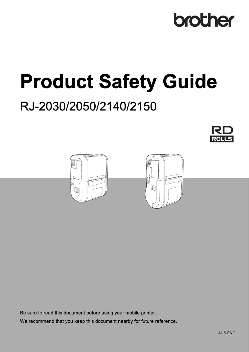 Image de la première page du manuel de l'appareil RJ-2030