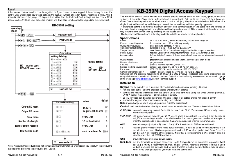 Page 1 de la notice Manuel utilisateur Joblotron KB-350M