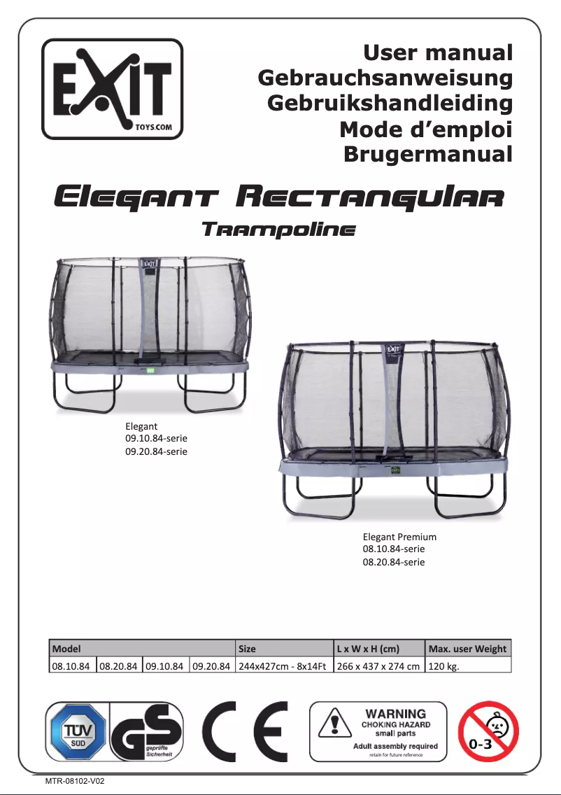 Página 1 del manual Manual de usuario EXIT Elegant Economy 244 x 427 cm