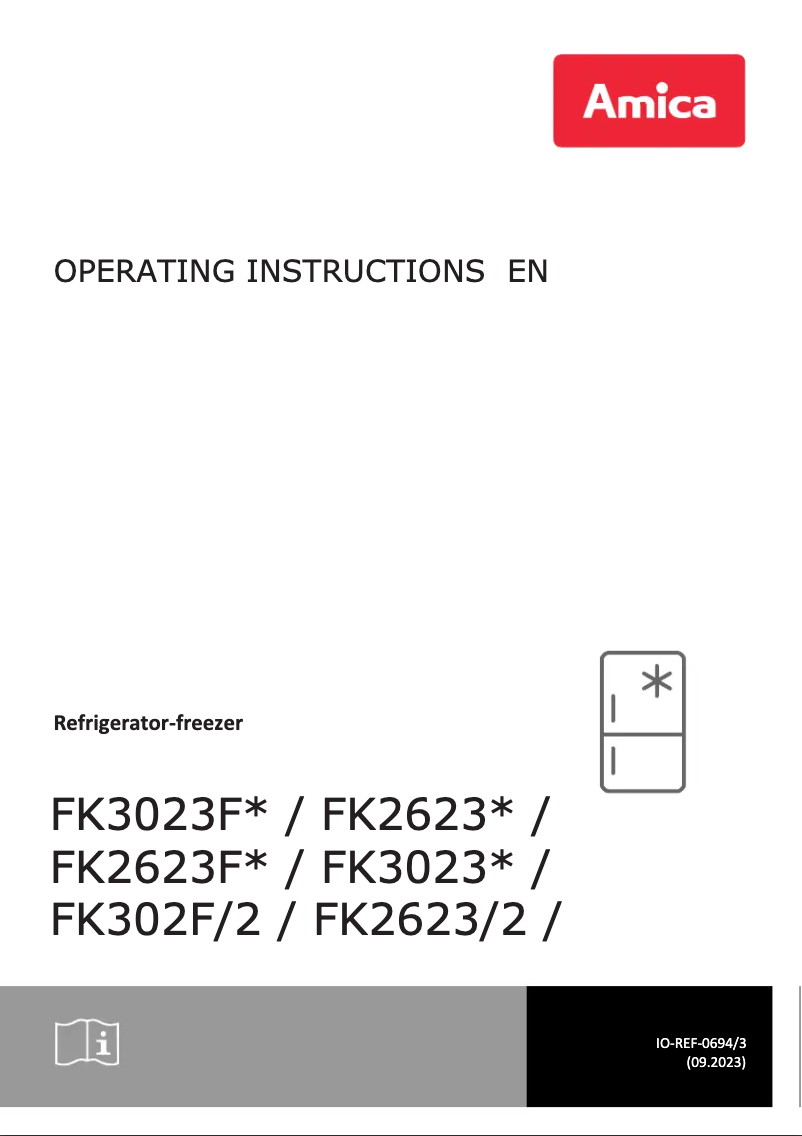 Page 1 de la notice Manuel utilisateur Amica FK2623