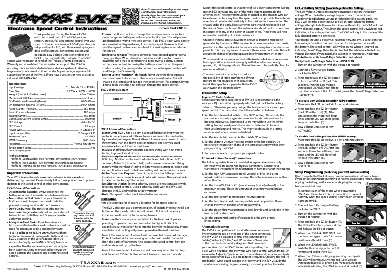 Page 1 de la notice Manuel utilisateur Traxxas EVX 2