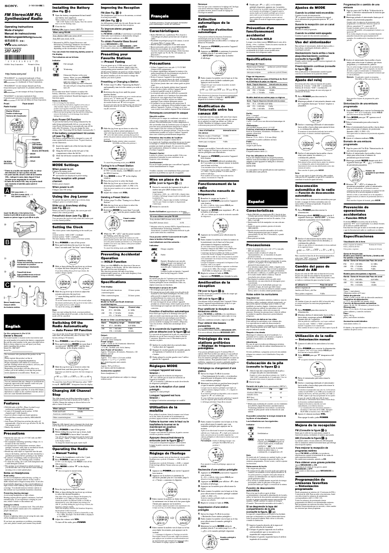 Imagen de la primera página del manual del dispositivo SRF-M97