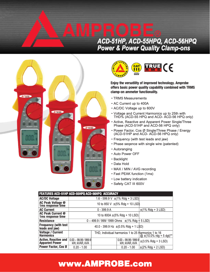 Página 1 del manual Ficha técnica Amprobe ACD-51NAV
