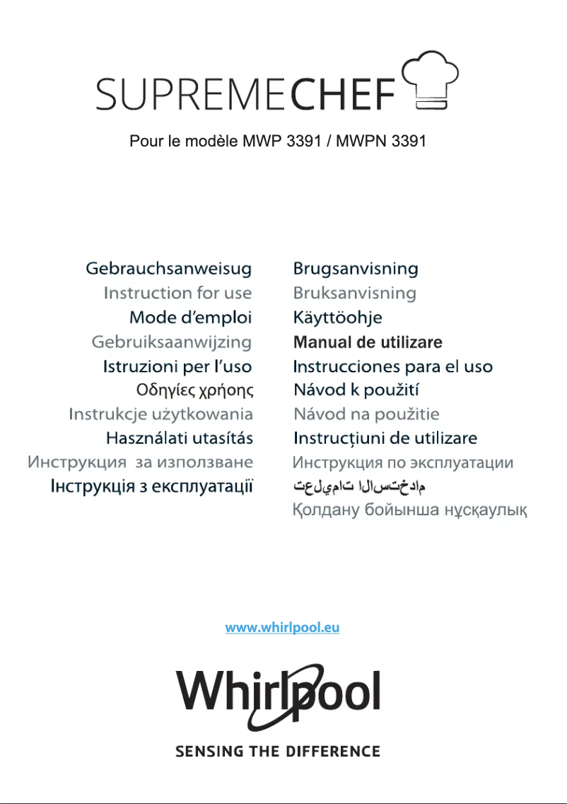 Page 1 de la notice Manuel utilisateur Whirlpool MWP 3391
