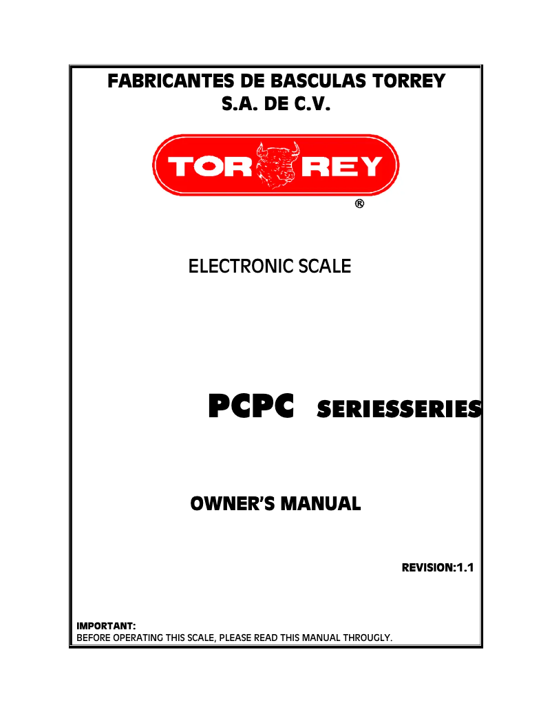 Page n°1 - Manuel utilisateur Tor Rey PC-40LT
