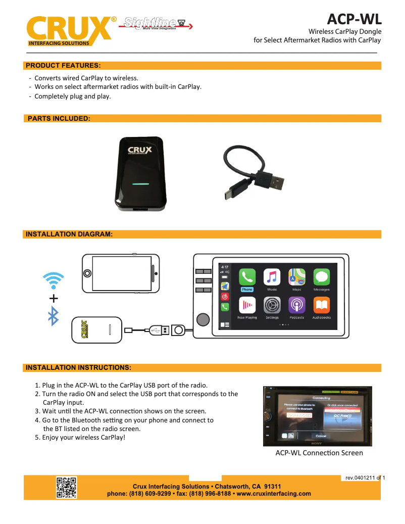 Image de la première page du manuel de l'appareil ACP-WL