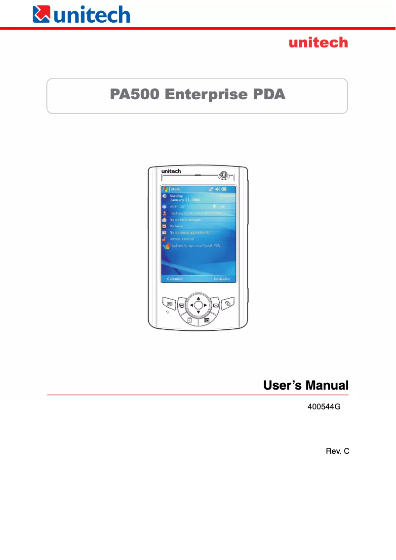 Page 1 de la notice Manuel utilisateur Unitech PA500