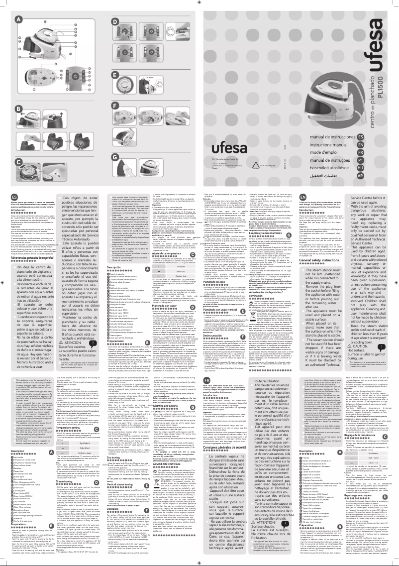 Page 1 de la notice Manuel utilisateur Ufesa PL1500