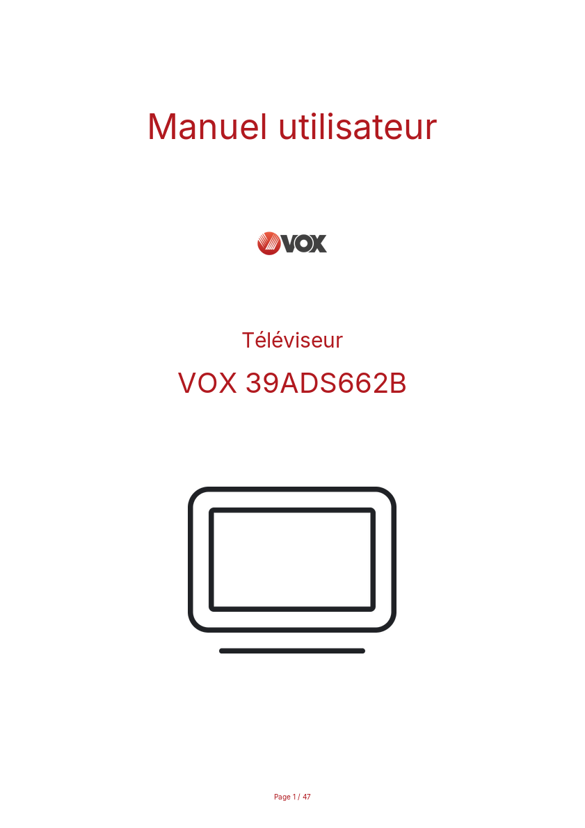 Page n°1 - Manuel utilisateur VOX 39ADS662B