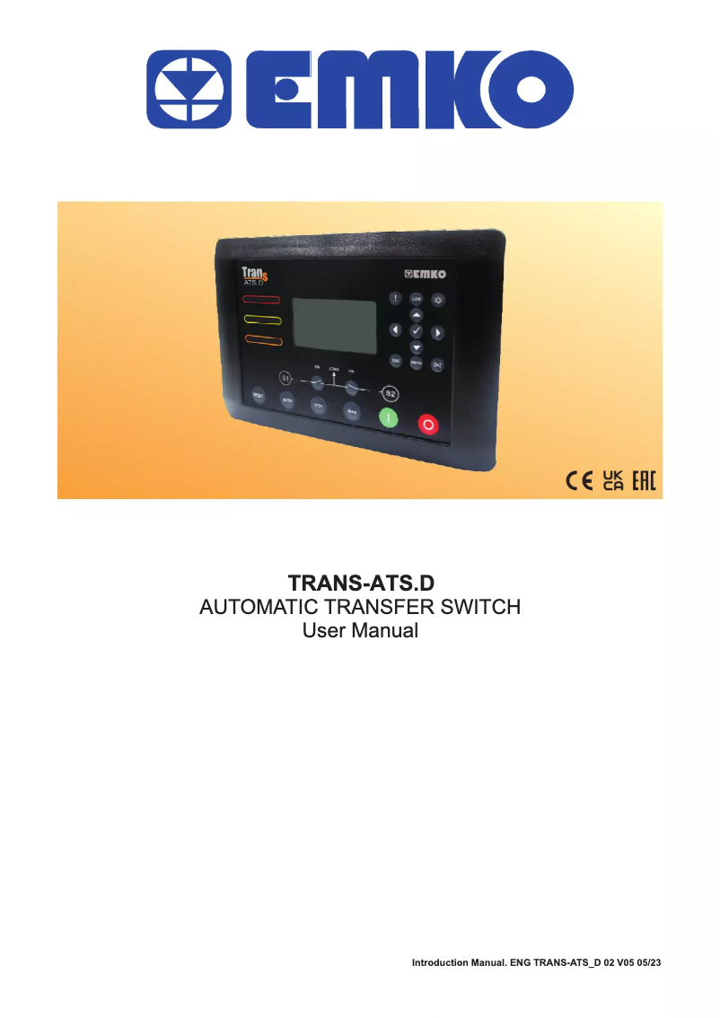 Page 1 de la notice Manuel utilisateur Emko Trans