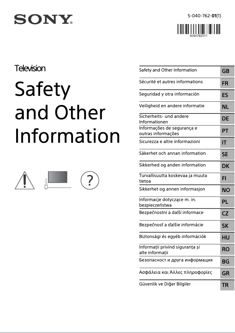 Page 1 de la notice Instructions de sécurité Sony KD-50X72K