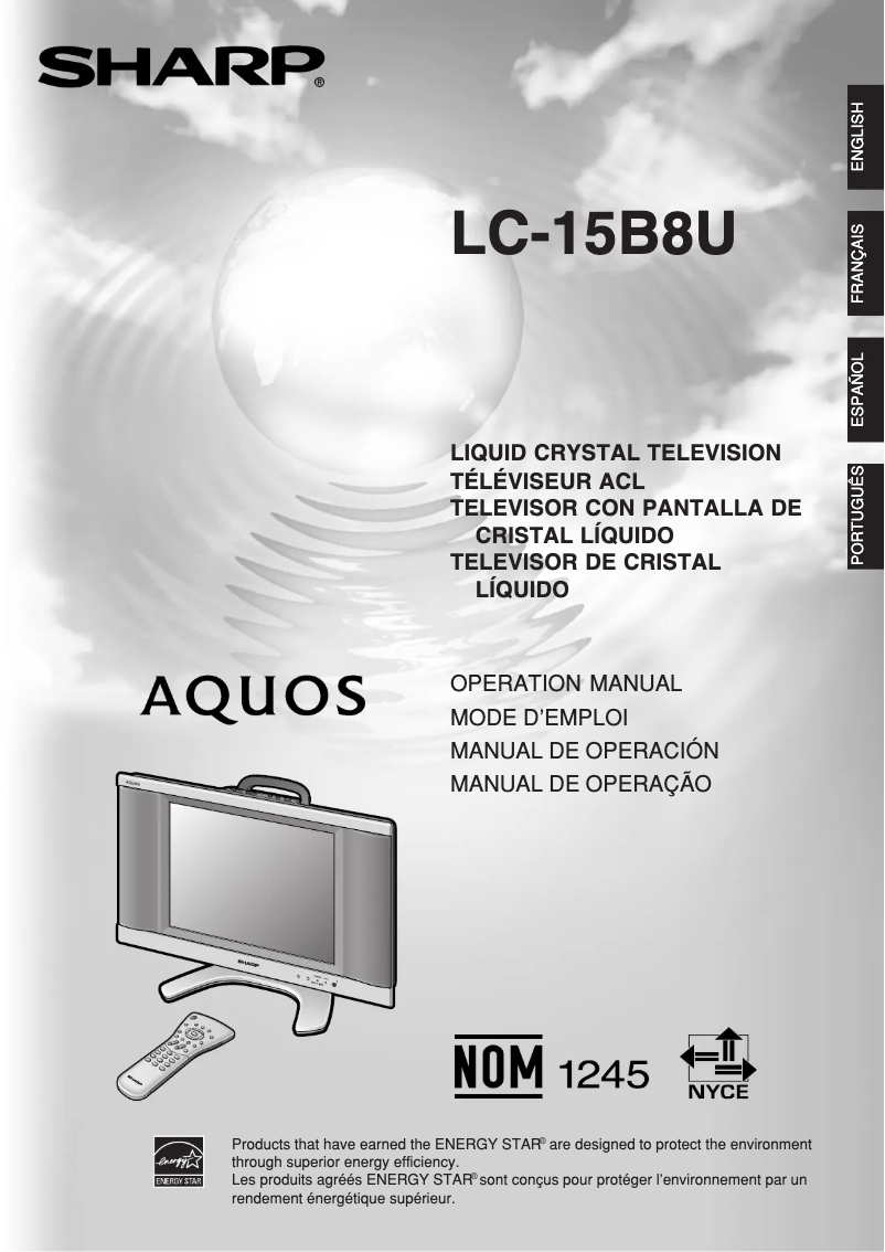 Image de la première page du manuel de l'appareil Aquos LC-15B8US
